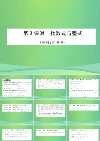 中考数学复习 第1章 数与式 第3课时 代数式与整式(精练)课件