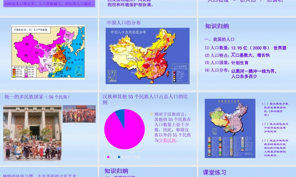 中考地理 (人口和民族的分布)复习课件 人教新课标版 课件