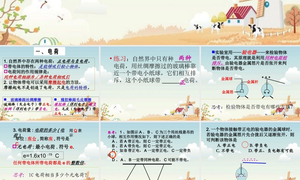 八年级物理上册 第五章电流和电路复习课件 人教新课标版 课件
