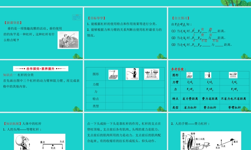 八年级物理全册 第十章 第一节 科学探究：杠杆的平衡条件(第2课时)习题课件 (新版)沪科版 课件