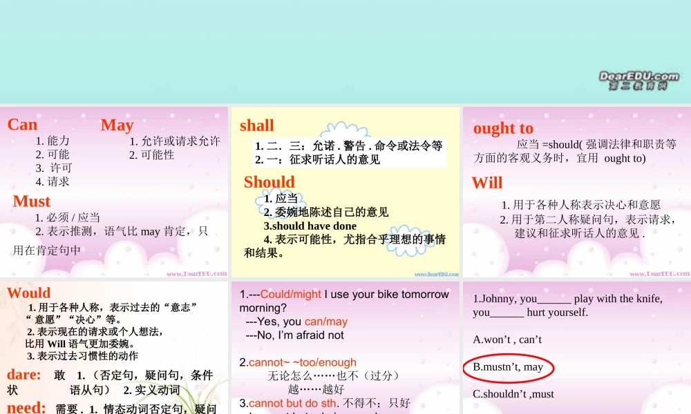 情态动词历年高考试题 人教版 试题