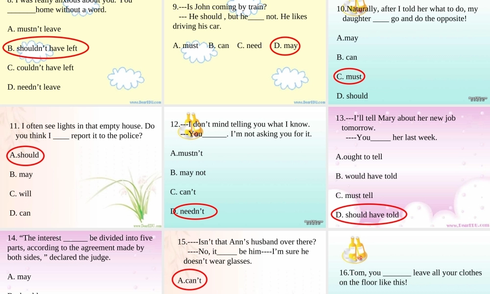 情态动词历年高考试题 人教版 试题