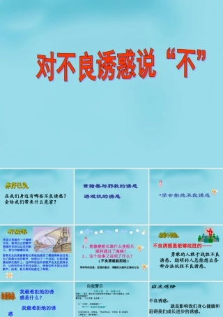 中学七年级政治上册(第八课 第二框 对不良诱惑说 不 )课件5 新人教版 课件