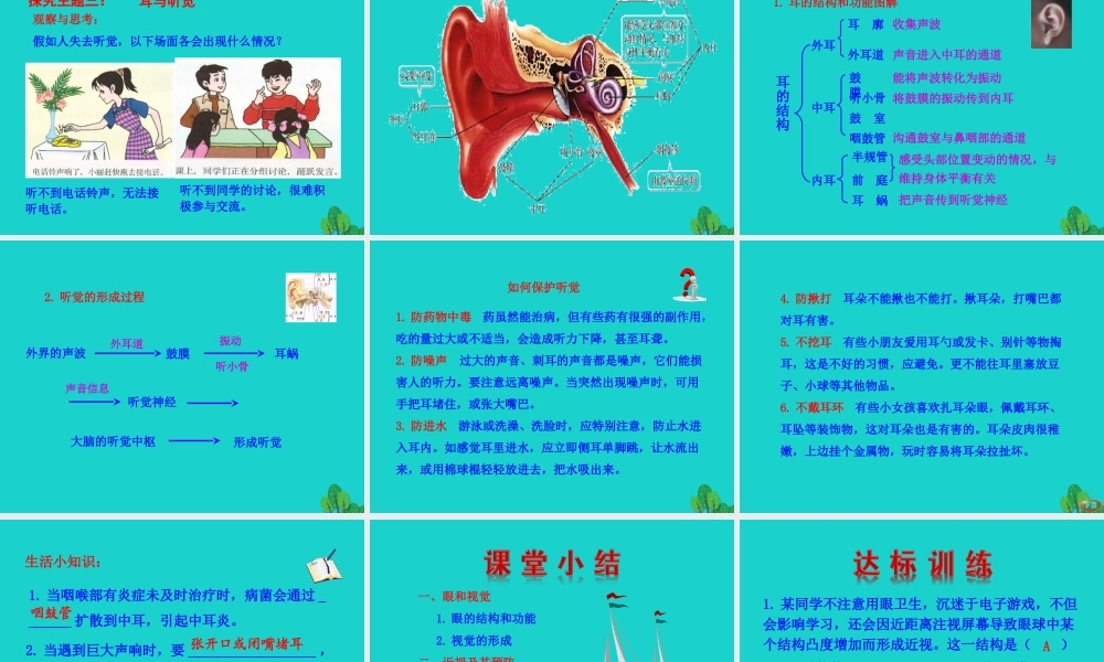 七年级生物下册 4.6.1 人体对外界环境的感知课件 七年级生物下册 4.6.1 人体对外界环境的感知课件+素材(新版)新人教版