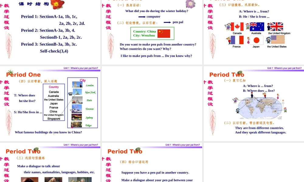 七年级英语Where is your pen pal from课件 新课标 人教版 课件