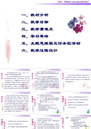 七年级英语Where is your pen pal from课件 新课标 人教版 课件