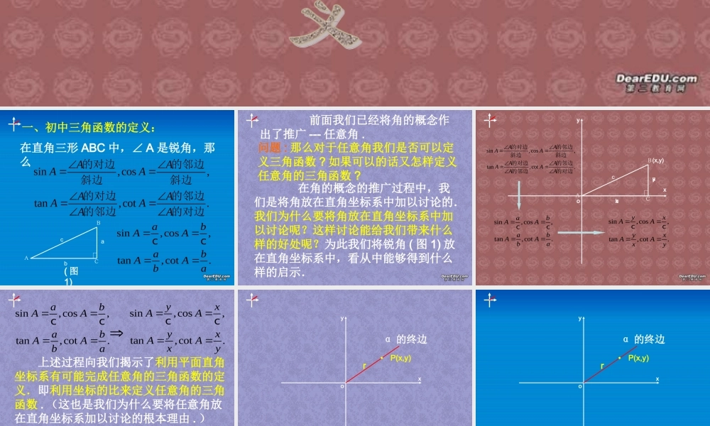 人教版高一数学三角函数的定义 课件