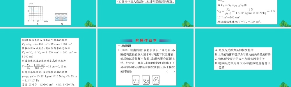 八年级物理全册 第九章 第二节 阿基米德原理习题课件 (新版)沪科版 课件