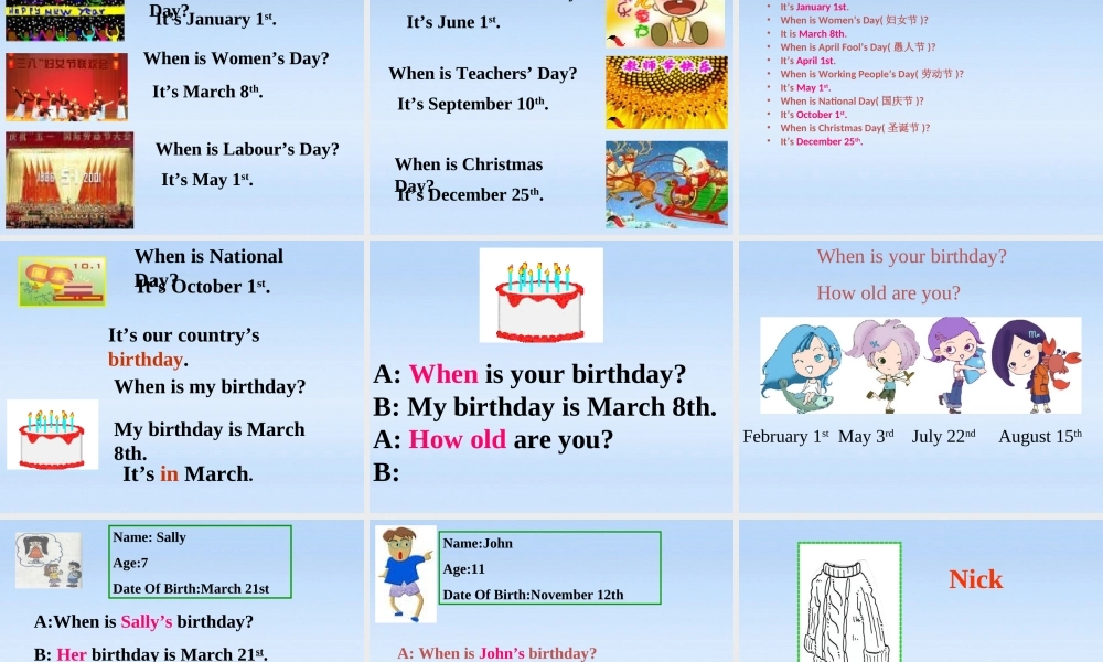 七年级英语上册 unit8SectionA1a--Grammar教学课件 人教新目标版 课件