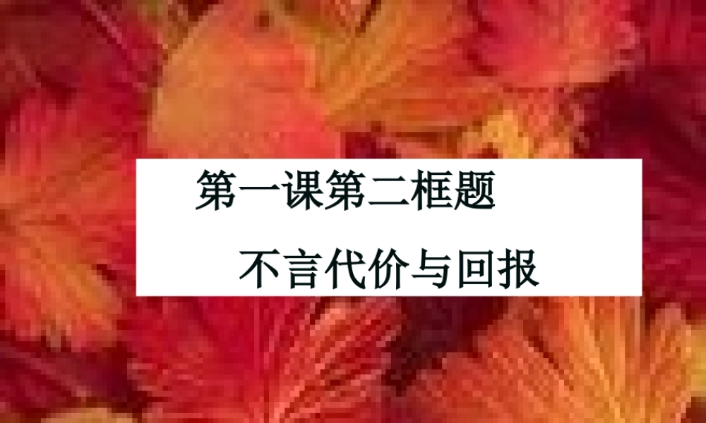 不言代价与回报 新课标 人教版 课件