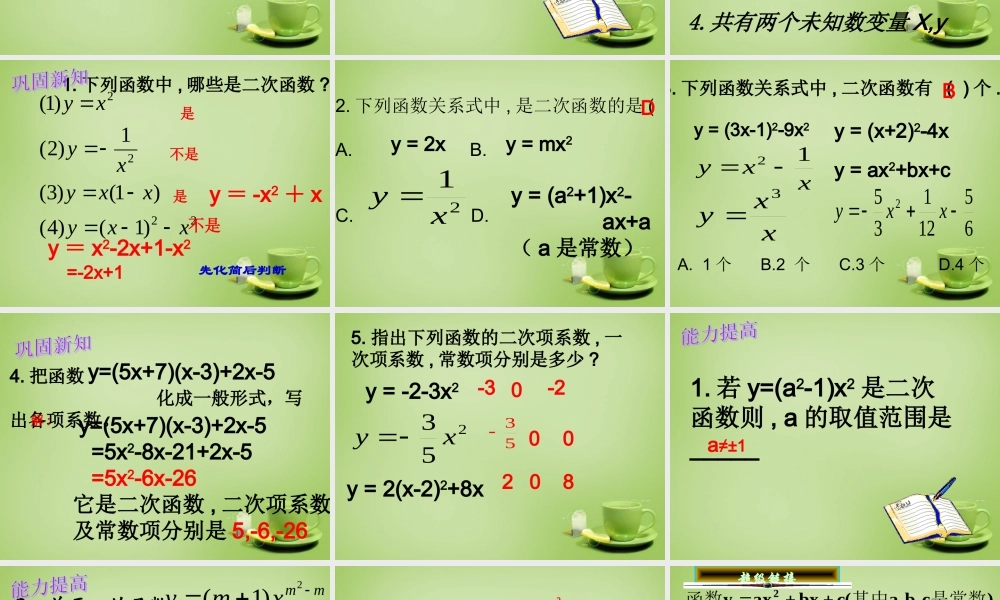 九年级数学上册 2211 二次函数课件3 (新版)新人教版 课件