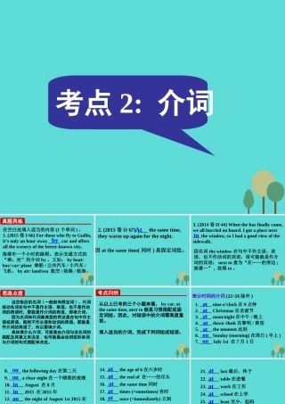 名师指津高三英语二轮复习 第二部分 语言知识运用 语法填空 考点破解2 介词课件