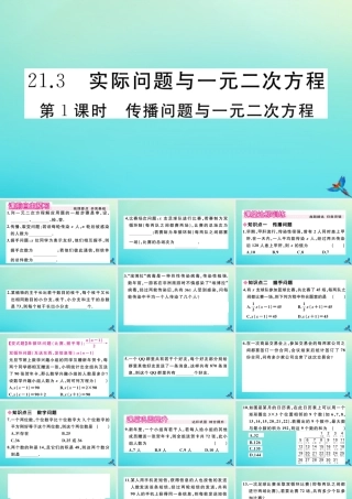 九年级数学上册 第21章 一元二次方程 213 第1课时 传播问题与一元二次方程作业课件 (新版)新人教版 课件