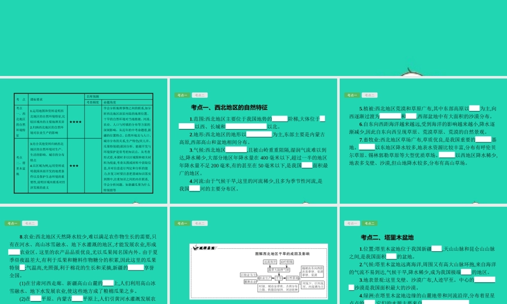 中考地理 第一编 基础篇 第四部分 中国地理下第22课时 西北地区课件