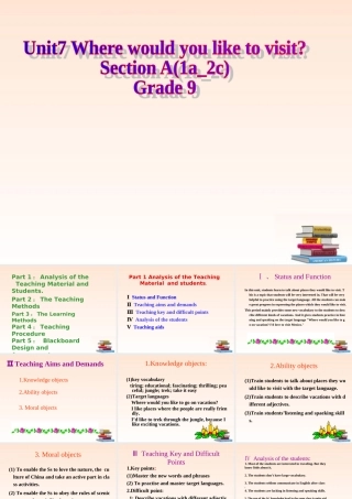 九年级英语Unit7 Where would you like to visit 人教新目标版 课件