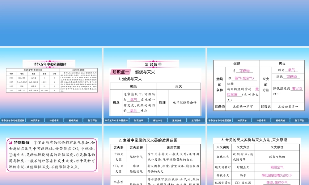 中考化学总复习 第1编 教材知识梳理篇 第7单元 燃料及其利用(精讲)课件
