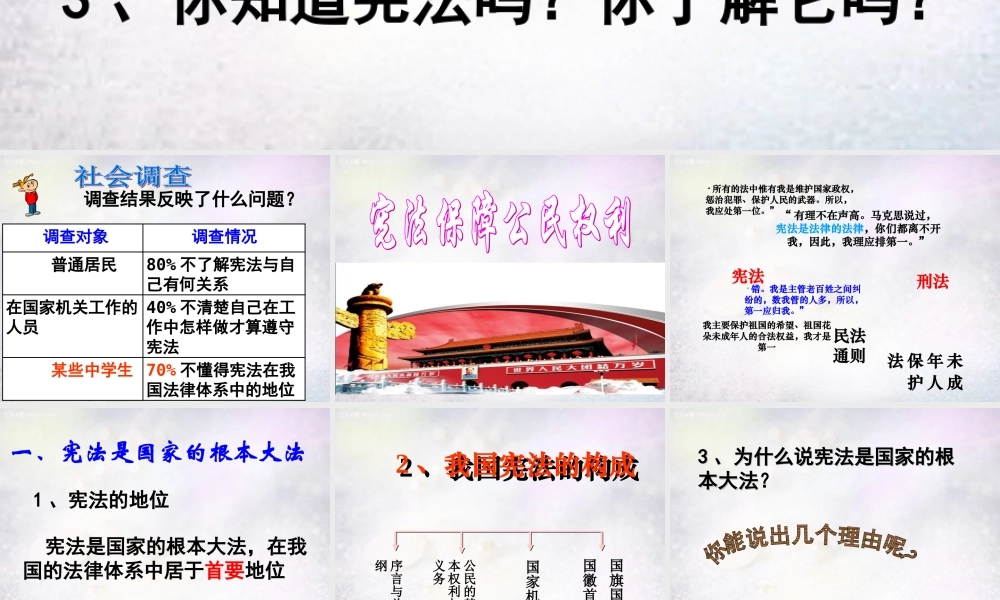 八年级政治下册 第五单元 第3框 宪法保障公民权利课件 粤教版 课件