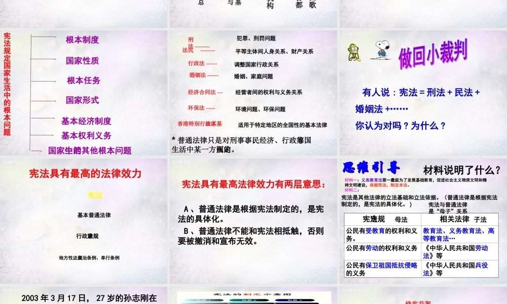 八年级政治下册 第五单元 第3框 宪法保障公民权利课件 粤教版 课件