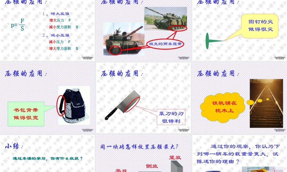 人教版初三物理总复习课件 压强 课件