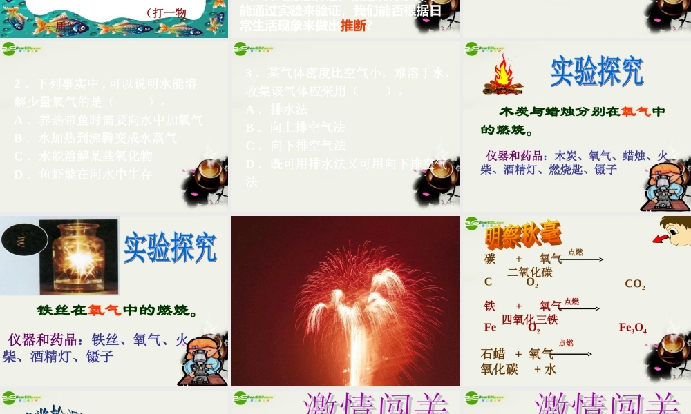 九年级政治 性质活泼的氧气课件2 沪教版 课件