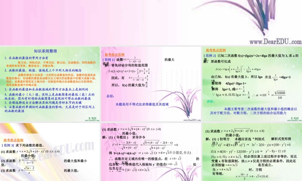 函数的值域 人教版 数学第一轮复习课件函数[整理三套]人教版 数学第一轮复习课件函数[整理三套]人教版