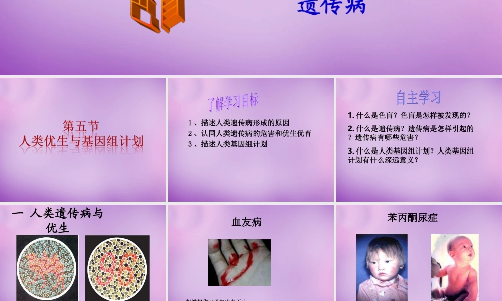八年级生物上册 第四单元 第四章 第五节 人类优生与基因组计划课件 (新版)济南版 课件