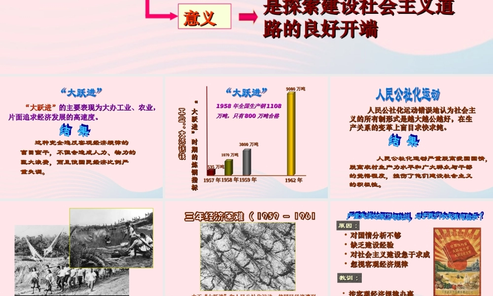 探索建设社会主义的道路中的经验和教训 八年级历史下册 第二单元 社会主义制度的建立与社会主义建设的探索第6课 艰辛探索与建设成就备课素材 新人教版 八年级历史下册 第二单元 社会主义制度的建立与社会主义建设的探索第6课 艰辛探索与建设成就备课素材 新人教版