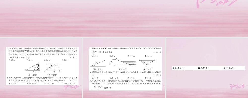 九年级数学上册 第24章 解直角三角形 244 解直角三角形(2)练习课件 (新版)华东师大版 课件