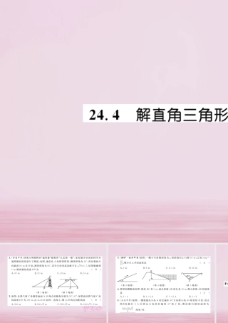 九年级数学上册 第24章 解直角三角形 244 解直角三角形(2)练习课件 (新版)华东师大版 课件