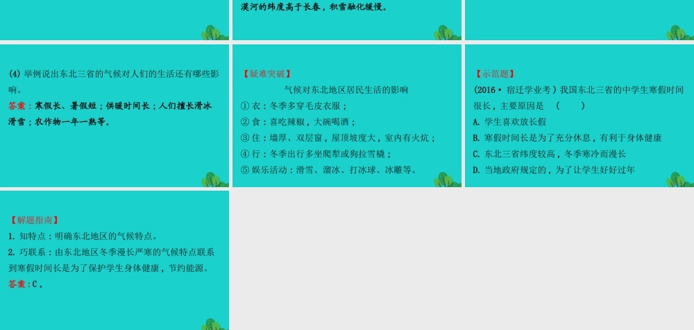 八年级地理下册 第六章 第二节 白山黑水 东北三省(一山环水绕 沃野千里)习题课件(新版)新人教版 课件