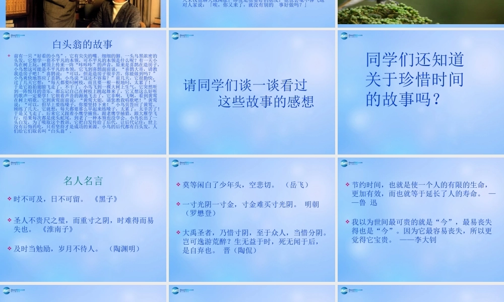 中学主题班会 珍惜时间(珍爱生命 珍惜时间)课件2 课件