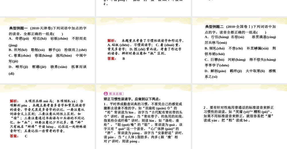 山东省高考语文一轮专题复习 字音课件