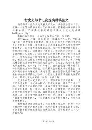 村党支部书记竞选演讲稿范文