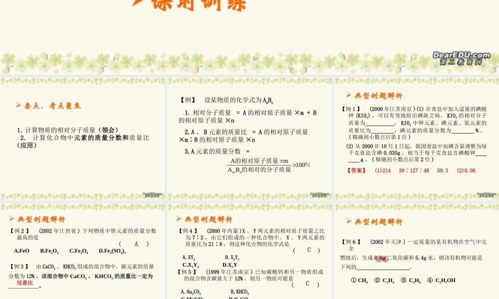 中考化学有关化学式的计算复习课件