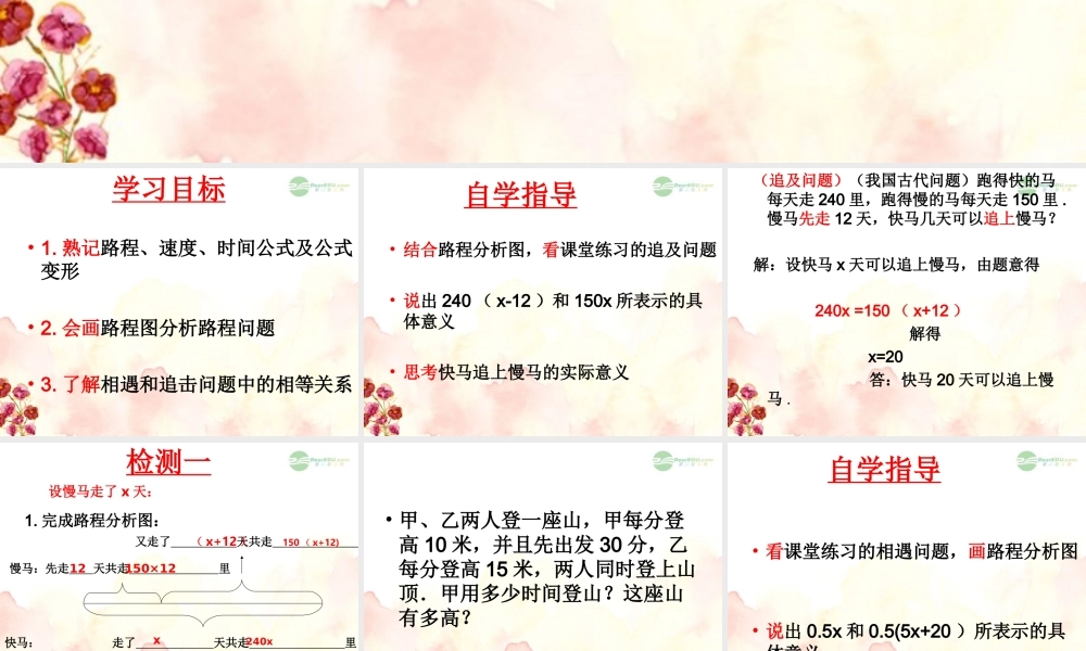 广东省珠海市七年级数学上册 2一元一次方程与实际应用问题—相遇、追击问题课件 新人教版 课件