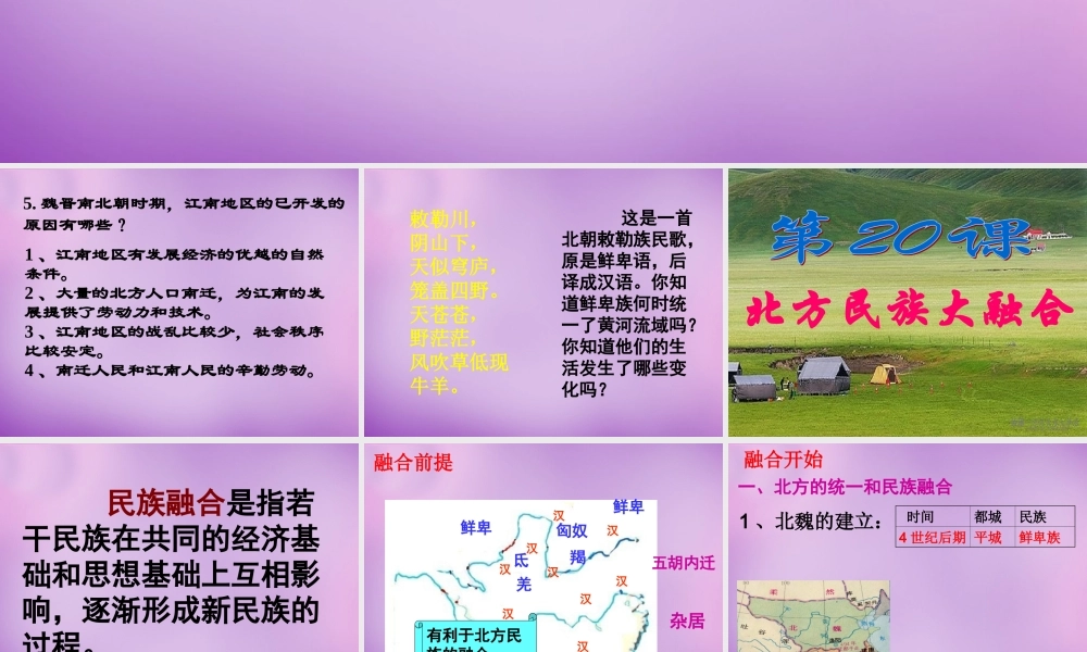 中学七年级历史上册 第北方民族大融合课件 新人教版 课件