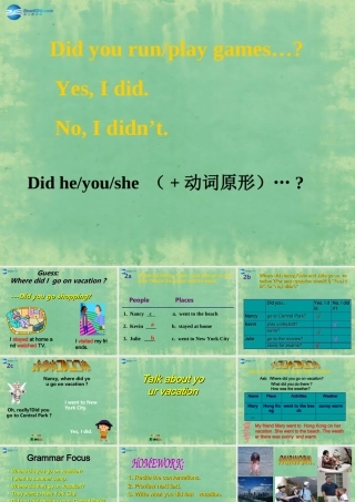 八年级英语上册 Unit 1 Where did you go on vacation？(第2课时)课件 (新版)人教新目标版 课件