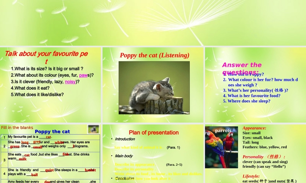 中学七年级英语下册 Unit 8 Pets Task课件 (新版)牛津版 课件