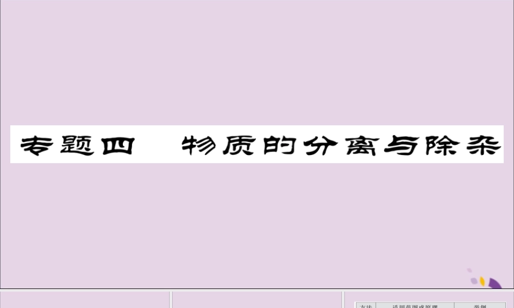 中考化学总复习 第二轮 专题训练 提升能力 专题四 物质的分离与除杂课件