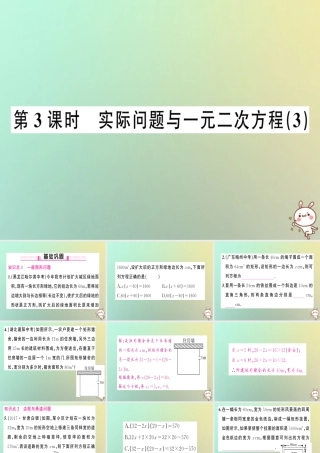 九年级数学上册 第二十一章 一元二次方程 213 实际问题与一元二次方程 第3课时 实际问题与一元二次方程(3)习题课件 (新版)新人教版 课件
