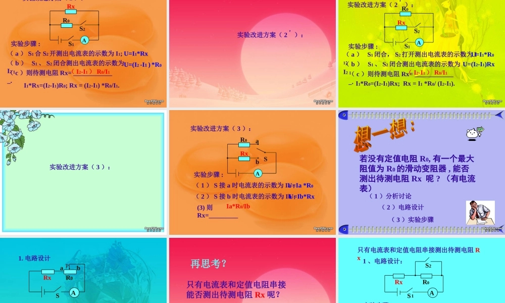 九年级物理测电阻的特殊方法课件