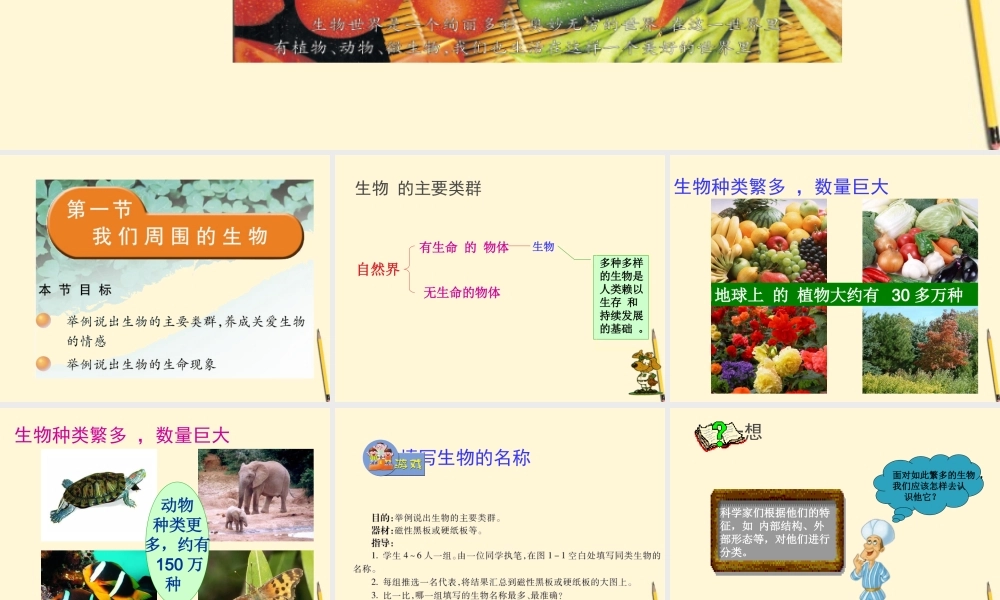 七年级生物上册(周围的生物世界)课件 苏教版 课件