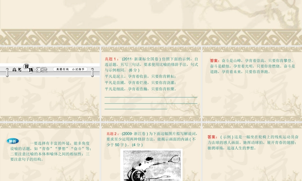 2013届高考语文第一轮总复习课件(人教版)：正确运用常见的修辞手法