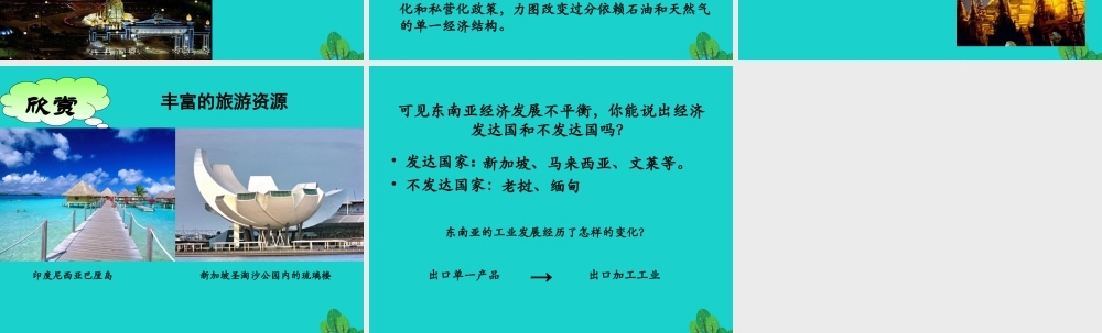 八年级地理下册 第6章 第一节 东南亚 发展不平衡的经济课件 中图版 课件