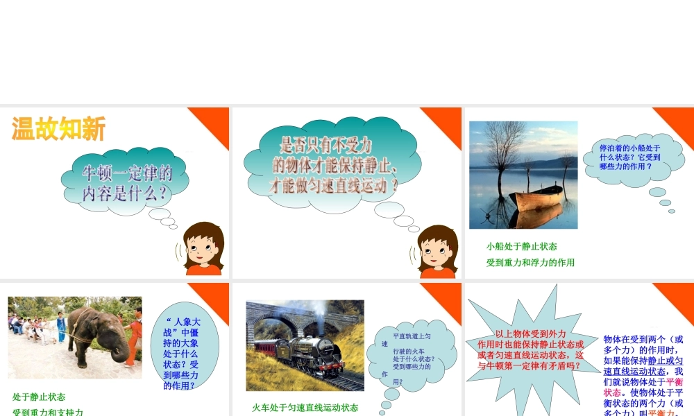 八年级物理上册 第三节(力的平衡)课件 沪科版 课件