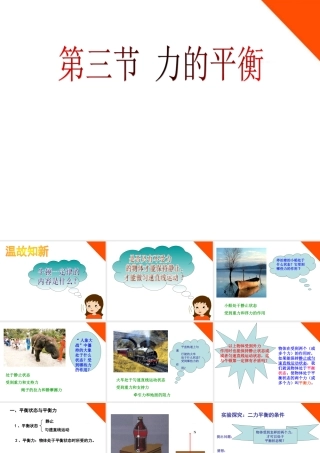 八年级物理上册 第三节(力的平衡)课件 沪科版 课件