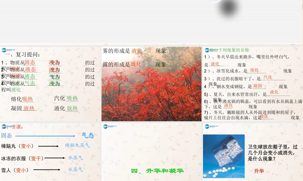 八年级物理上册 第三章 第二节 升华和凝华课件 (新版)新人教版 课件