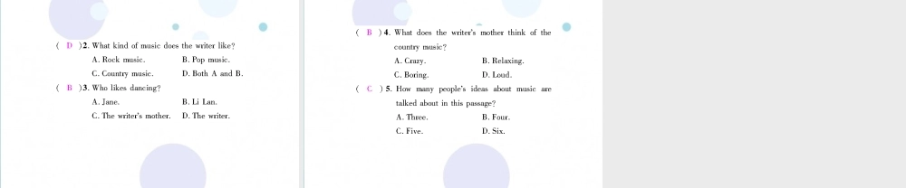 九年级英语全册 Unit 9 I like music that I can dance to(第2课时)Section A2(3a 4c)习题课件 (新版)人教新目标版 课件