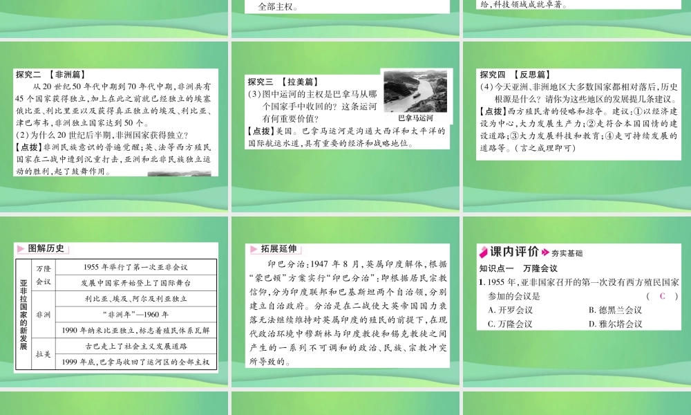 九年级历史下册 第5单元 冷战和苏美对峙的世界 第19课 亚非拉国家的新发展自主学习课件 新人教版 课件