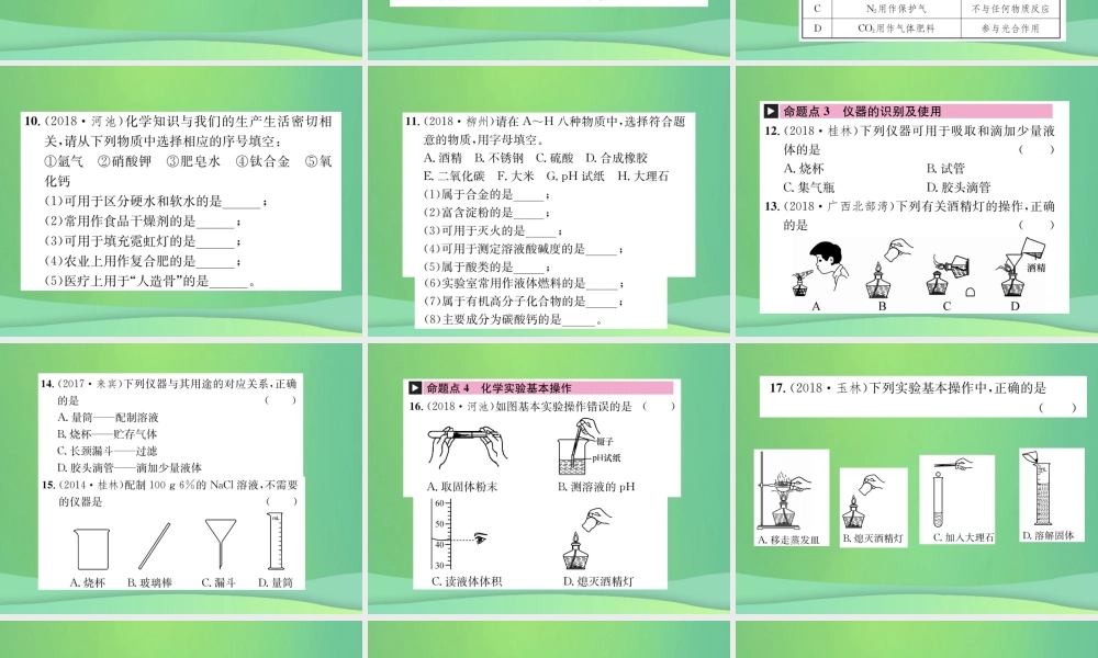 中考化学总复习 教材考点梳理 第1单元 走进化学世界课件